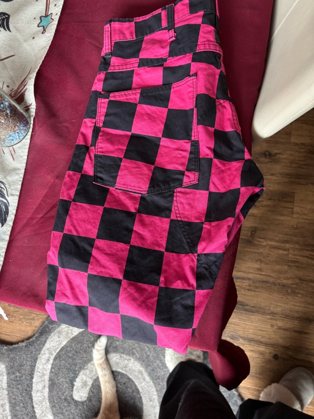 G-Star Pink and Black Checkerboard Tapered Pants
